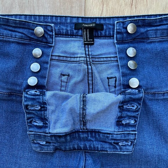 FOREVER 21 DOUBLE BUTTON FLY Women’s High Rise Medium Wash Denim Jeans sz 28 - Picture 4 of 10